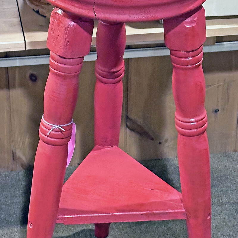 Red Stool/Plant Stand
28 In Tall x 15 In Wide x 10 Round (Seat)