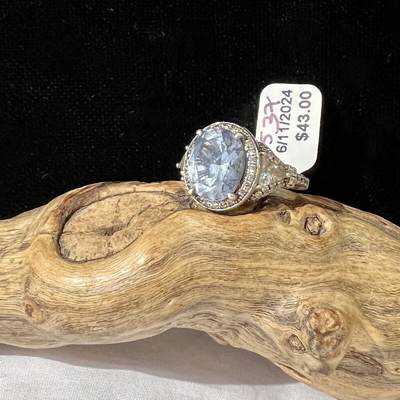 Sterling CZ & blue stone ring
