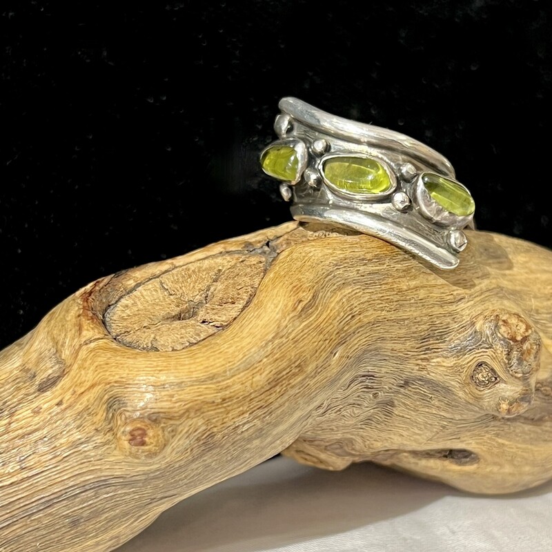 Sterling ring with 3 green stones