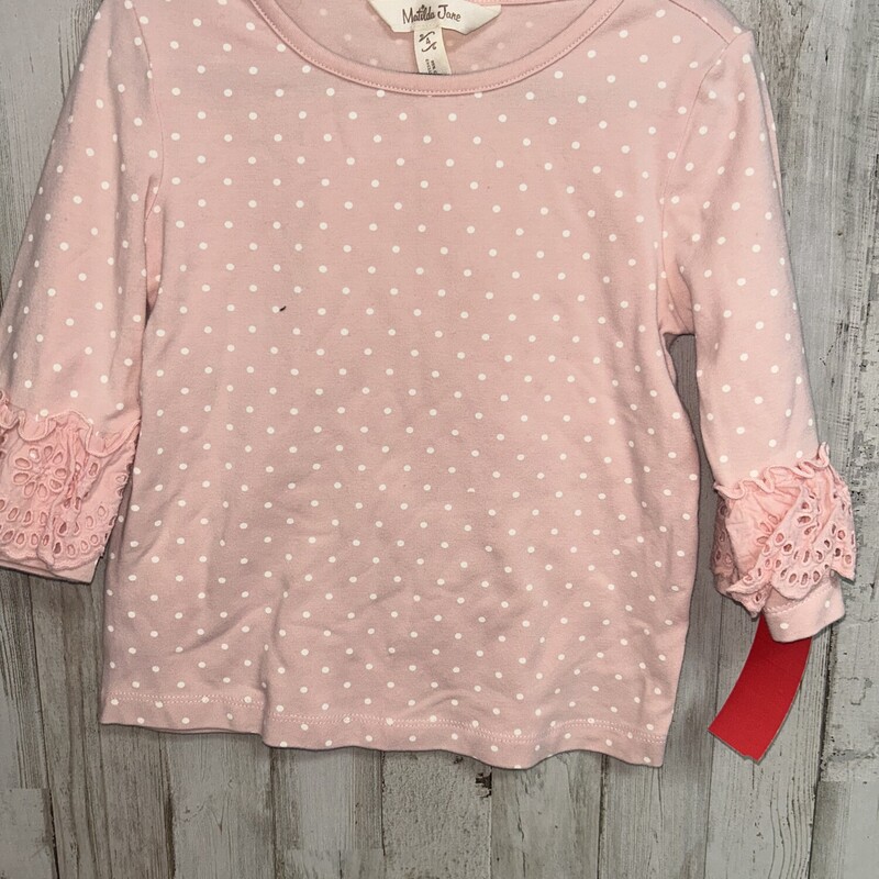 4T Pink Dotted Eyelit Top, Pink, Size: Girl 4T