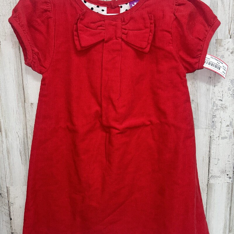 4 Red Corduroy Bow Dress