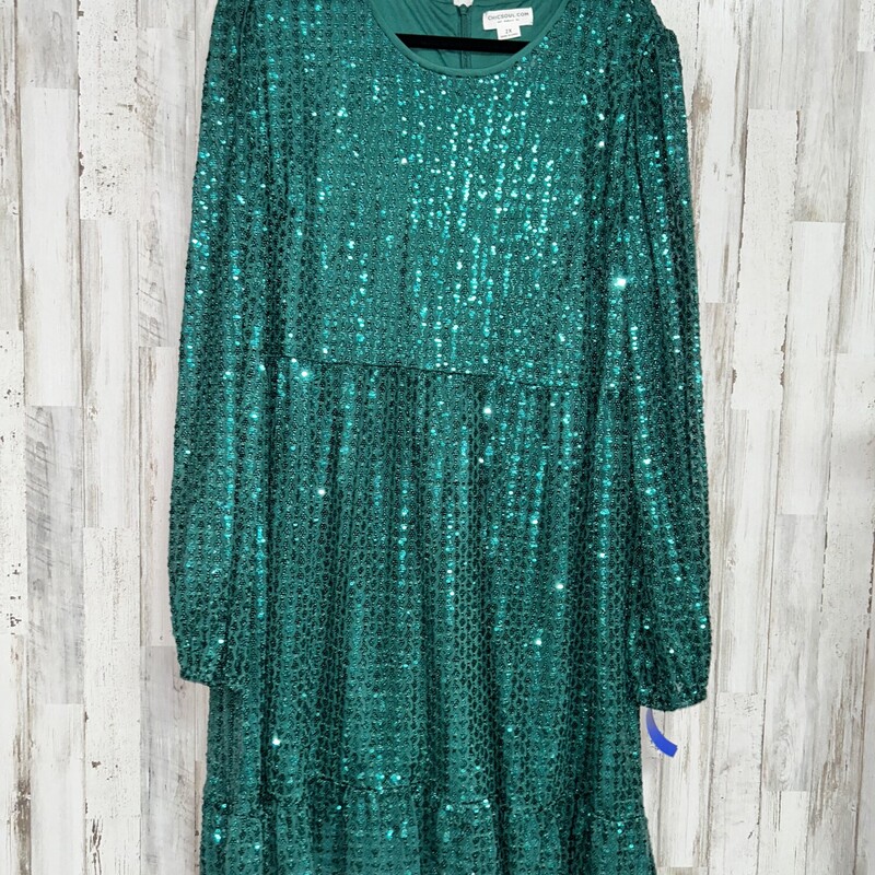 2X Green Sequin Dress