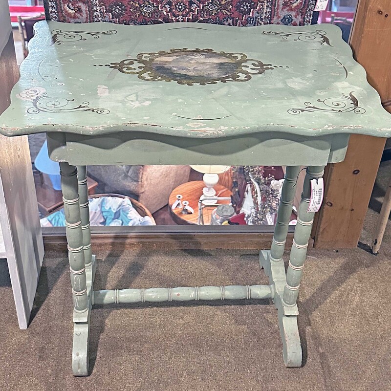 Green Sewing Table with Drawer
27.5 In Wide x 18 In Deep x 29 In Tall.