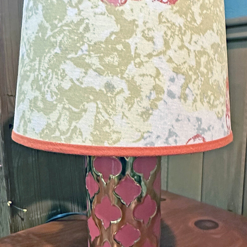 Orange & Gold Lamp
with Orange and Yellow Lampshade.
18.5 In Tall.