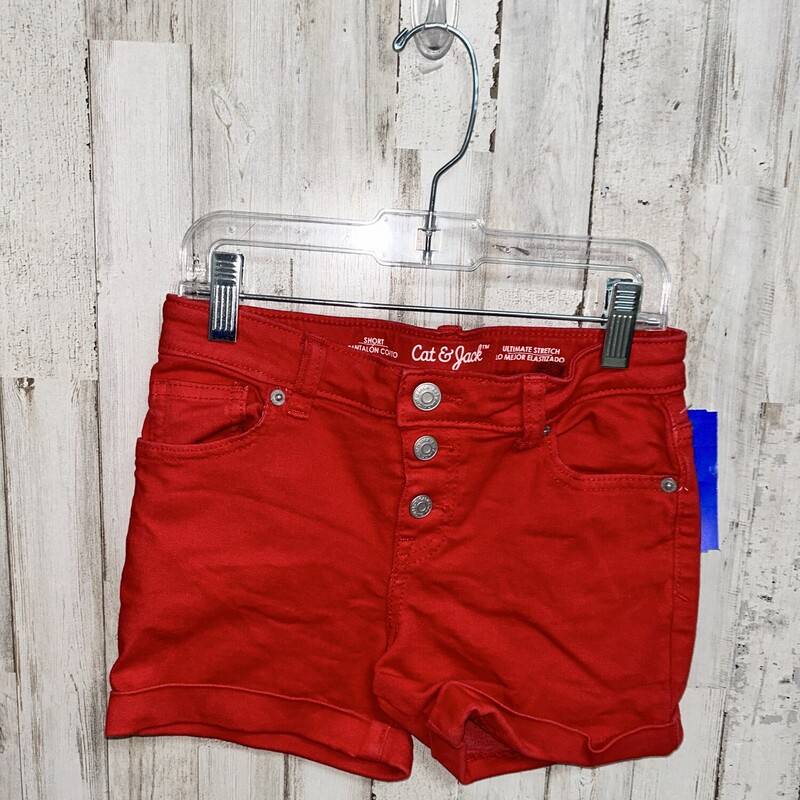 6 Red Cuff Shorts, Red, Size: Girl 6/6x