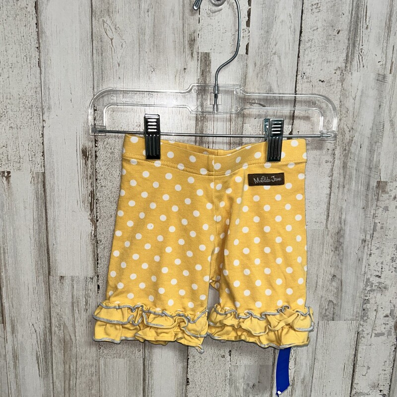 4 Yellow Polka Dot Shorts, Yellow, Size: Girl 4T
