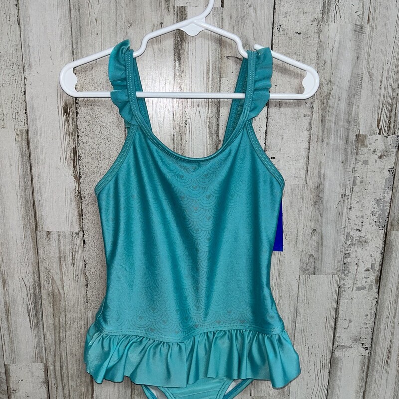 4/5 Teal Print Swim Suit, Teal, Size: Girl 4T