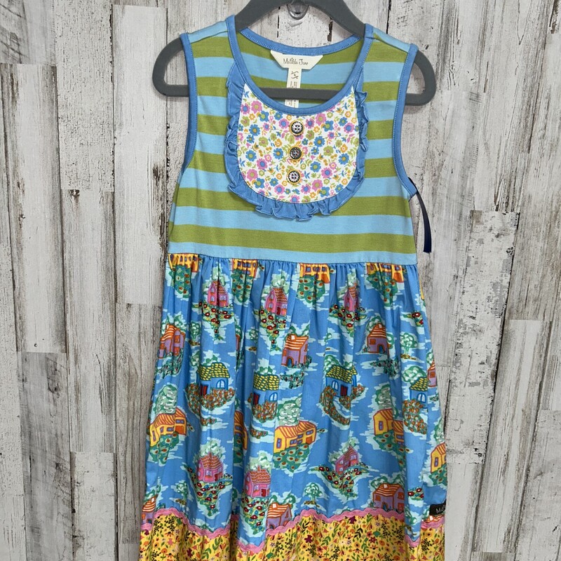 6 Blue House Print Dress, Blue, Size: Girl 6/6x