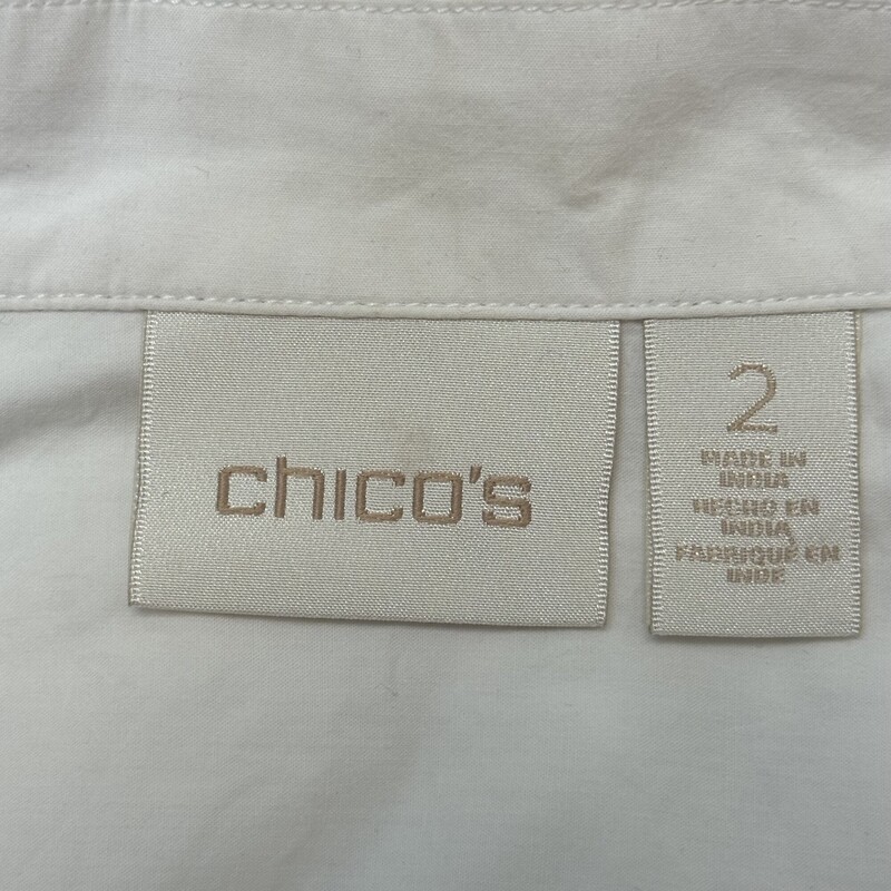 Chicos Light Jacket<br />
Mesh Netting<br />
Color: White with Beige Stitching<br />
Size: Large