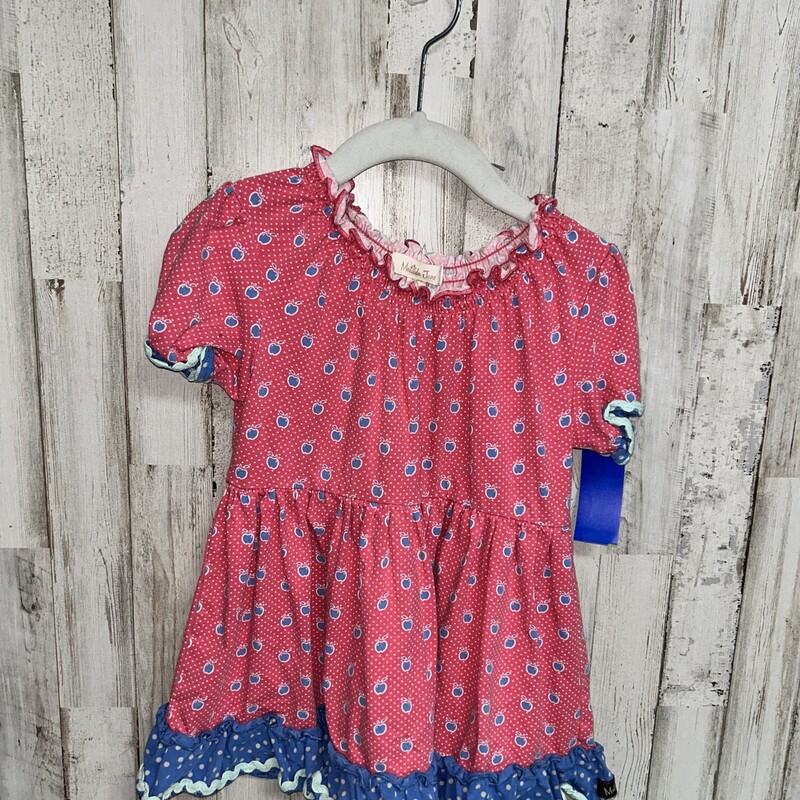 4 Red Apple Printed Top, Red, Size: Girl 4T