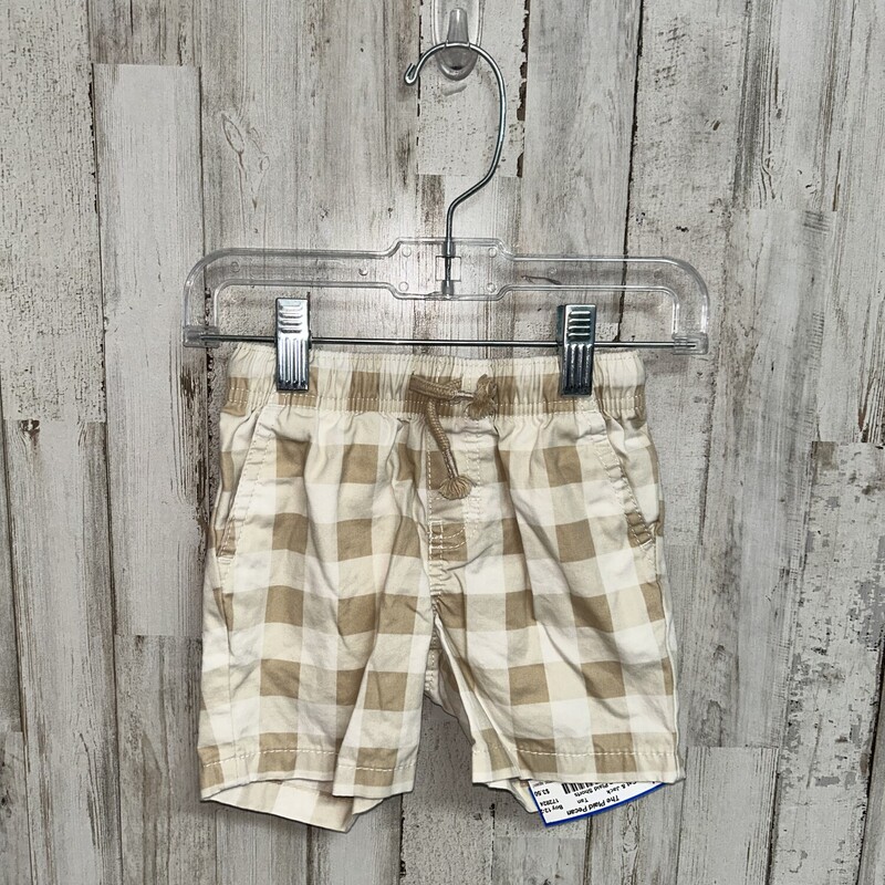 18M Tan Plaid Shorts, Tan, Size: Boy 12-24m