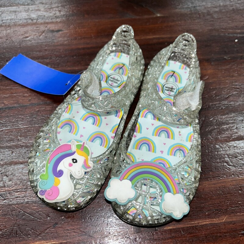 7 Unicorn Jelly Shoes, White, Size: Shoes 7