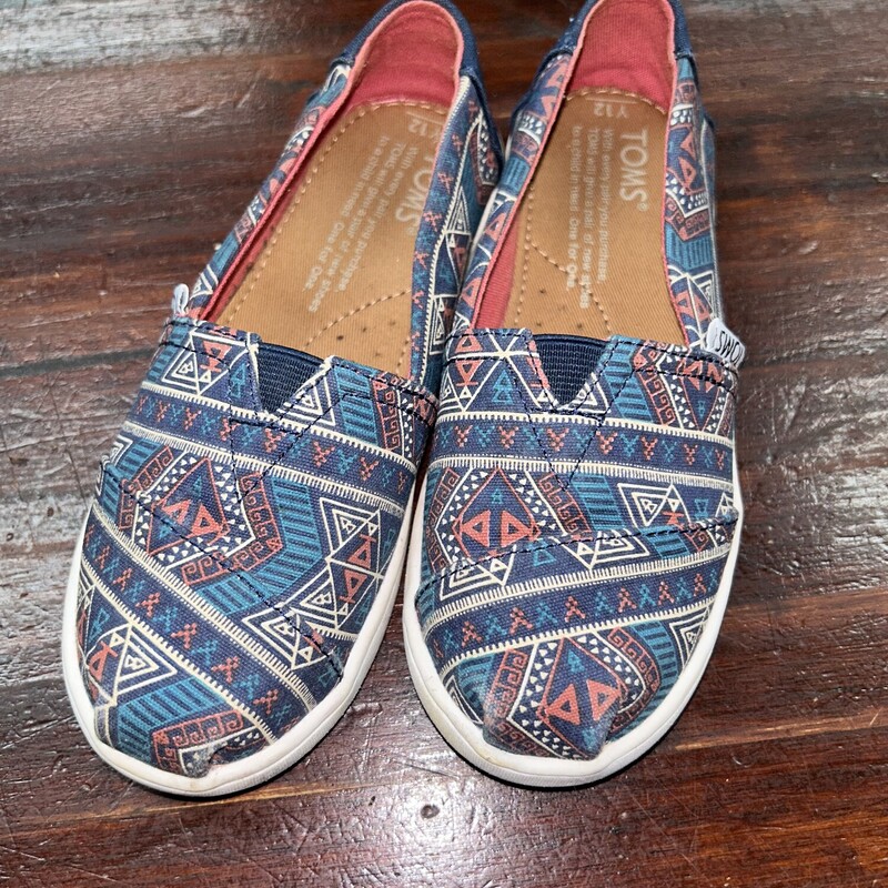12 Navy Aztec Slip Ons, Navy, Size: Shoes 12