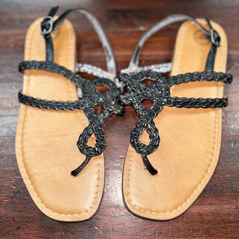 Y2 Black Braided Sandals, Black, Size: Shoes Y2