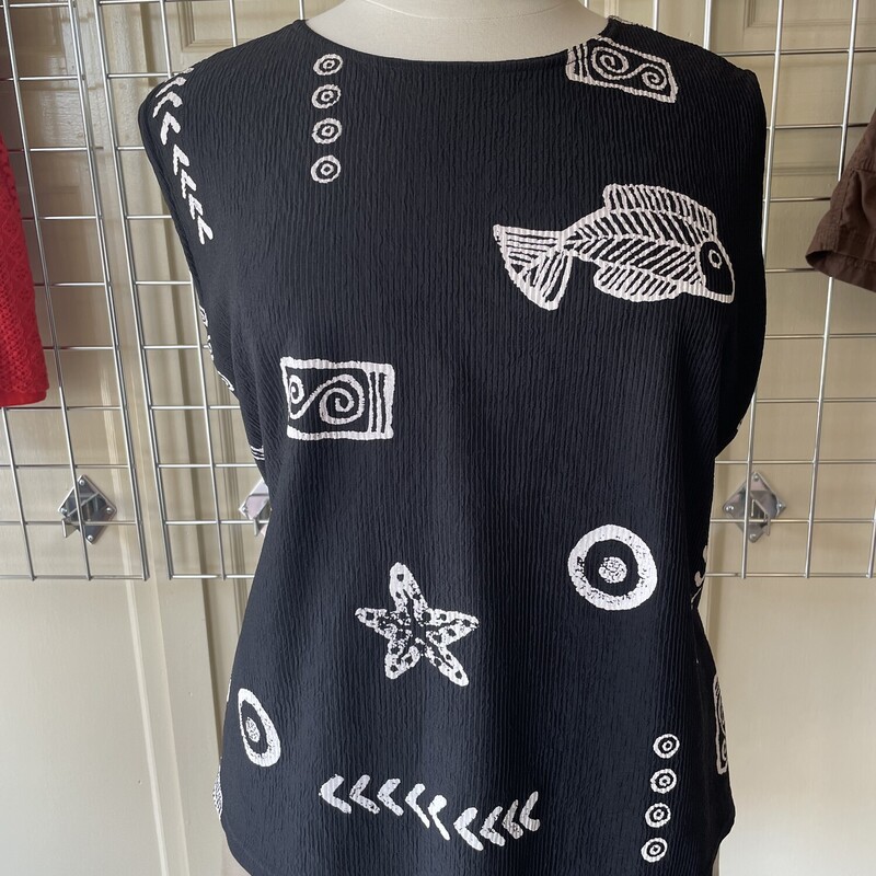 Hypnotic Clothing Inc Tank Top Black with fish and Geometric Designs, Size: 2X<br />
This is a trendy and fashionable tank with pleated type fabric .Perfect for layering or wearing as is<br />
<br />
Be Sure You Love It As All Sales Are Final, No Returns.<br />
<br />
Pick Up In Store Within 7 Days Of  Purchase<br />
OR<br />
Have It Shipped<br />
<br />
Thanks For Shopping With Us  :-)