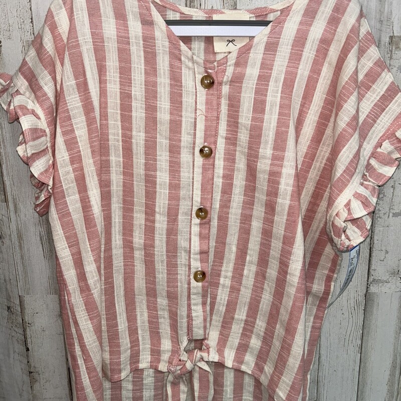 11/12 Pink Stripe Button, Pink, Size: Girl 10 Up
