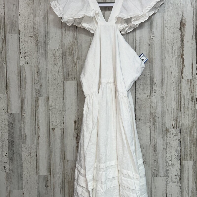 16 White Linen Dress, White, Size: Girl 10 Up