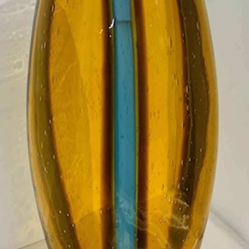 Bubble Glass With Stripe
Amber Turquoise Brown
Size: 5.5 x 13H