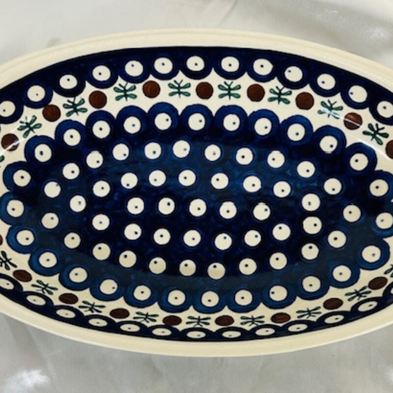 Polish Pottery Nature Oval Dish
White Blue Red Green
Size: 11.5Wx6.5D