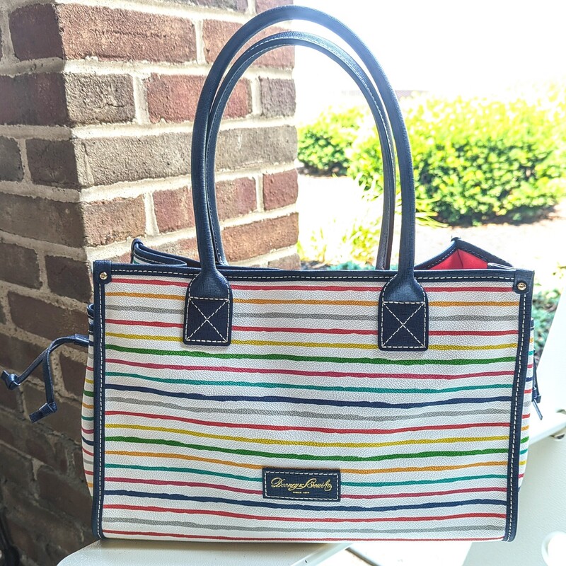 Dooney & Bourke Striped Handbag
White Blue Red Yellow Green
Size: 14x10H