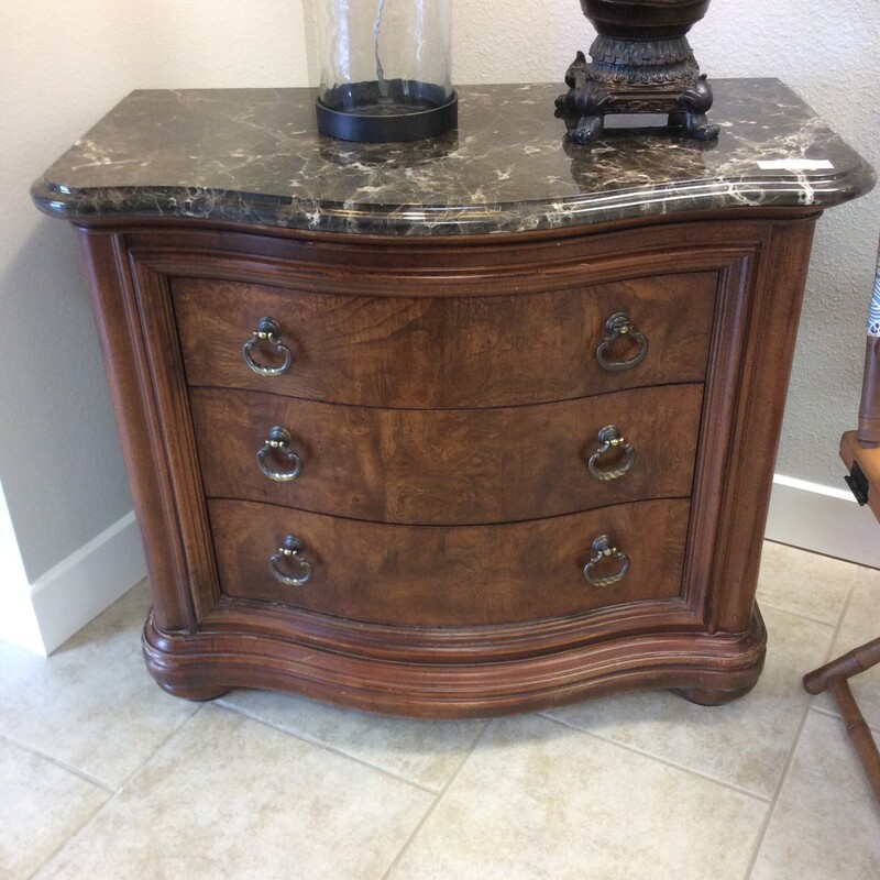 Thomasville Hills of Tuscany End Nightstand with marble top, Brown, Size: 29x32x34