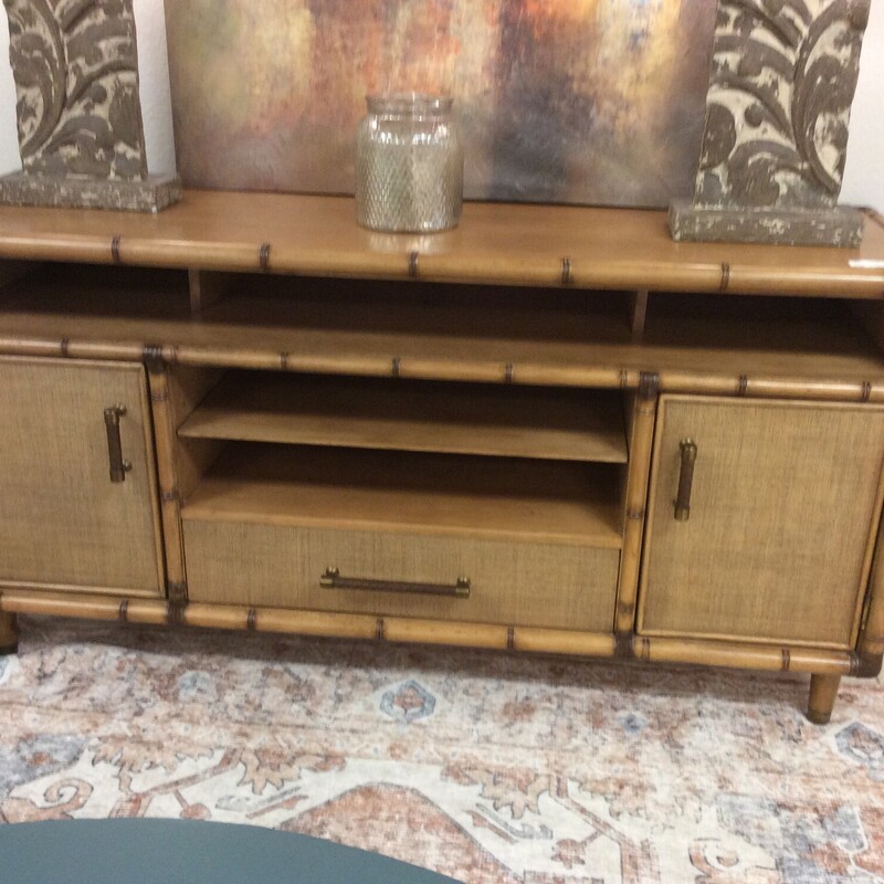 This media console is part of the Home Surroundings Collection. It provides plenty of storage space, a large drawer with dovetail jointing,  adjustable shelving and more. We also have the matching file cabinet and marble-topped end table., Size: 64x20x33