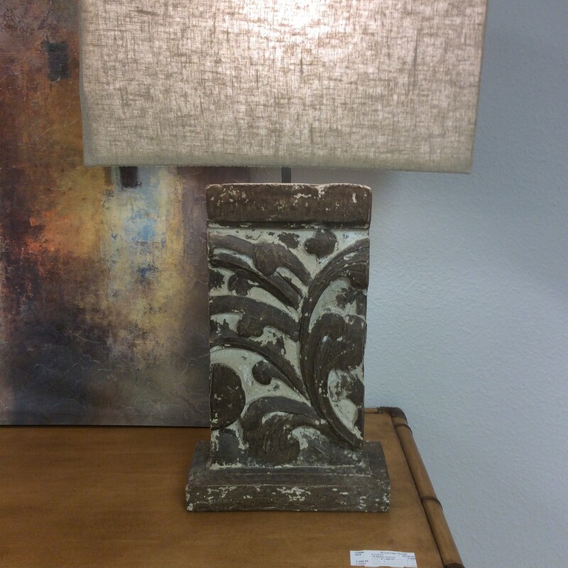 This pair of  ArchitcectureRelief lamps are made of wood with a textured shade  Size: 29