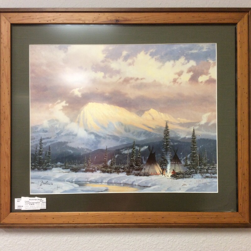 This is Thomas Kinkade's Lingering Dusk.  It has been signed and numbered, matted and framed.