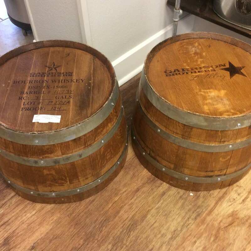 Garrison Brothers Whiskey barrels.  They can be used as planters, ottoman, table, or displayed on the wall.