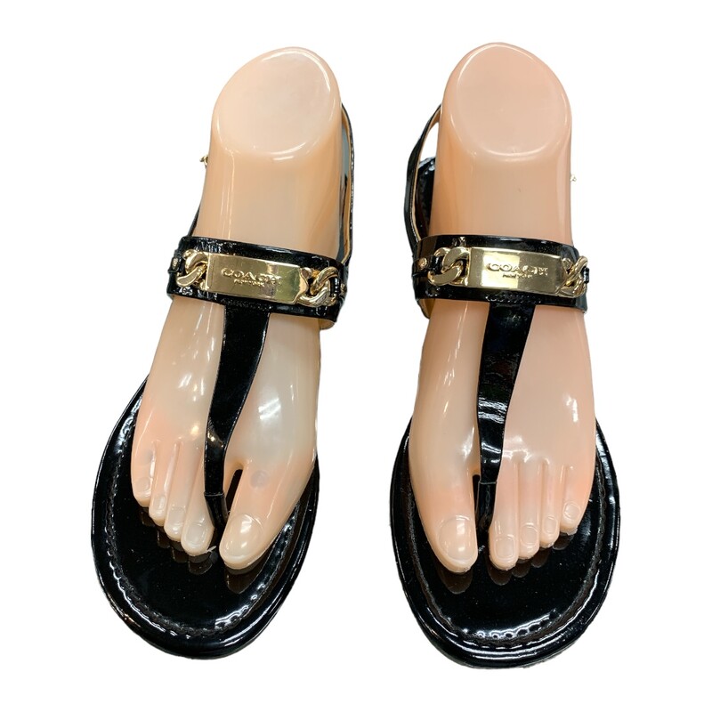 Coach Sandals, Black, Size: 8