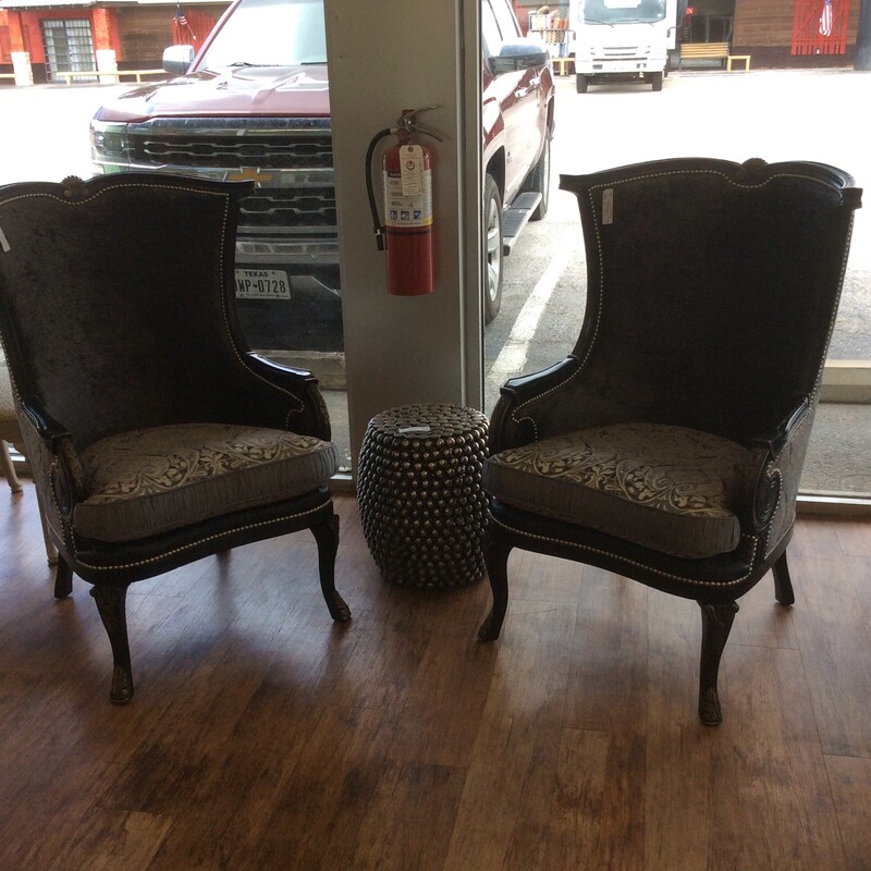 This pair of highback chairs by Massoud Furniture are stunning. Tradional and elegant in design.