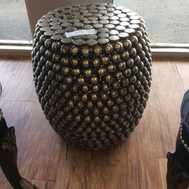 Contemporary piece that is versatile, the beaded silver stool will make a functional and fashionale addition in your home.   Size: 18Htal, Size: 18