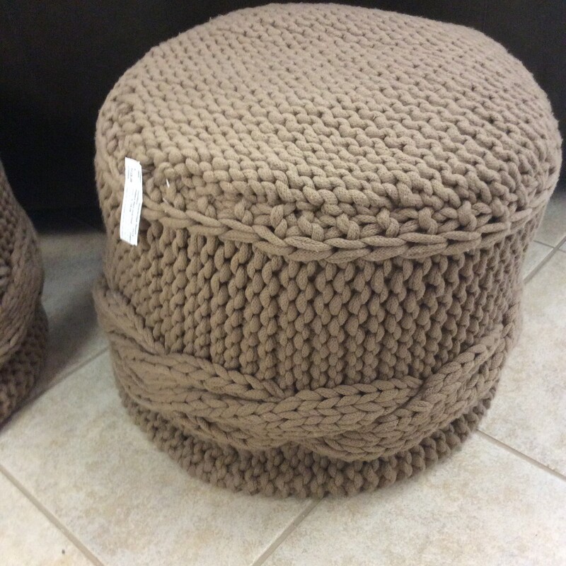 These knit poofs from Pottery Barn are cool! Large with  a chocolate colored  knit cover. We have 2 of them priced separately.