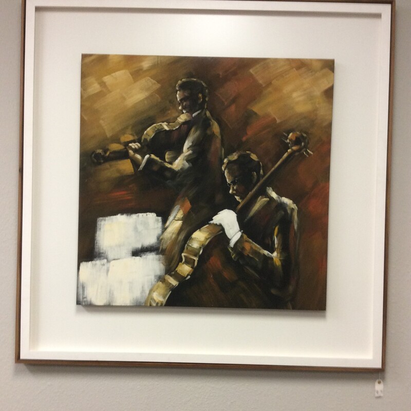 Large Jazz Painting, Brn/Crm, Size: 58Sq