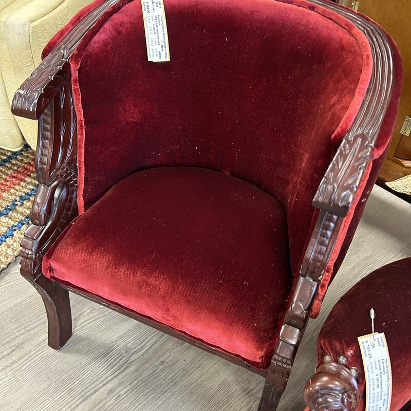 VTG Childs Red Velvet Chair