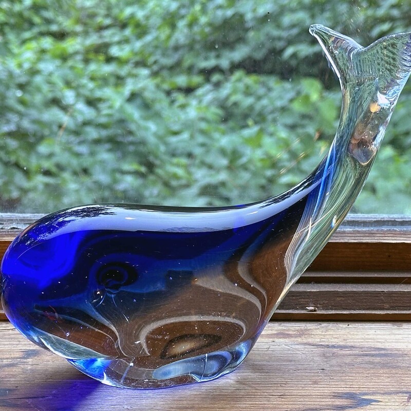 9 X 7 Blue Glass Whale