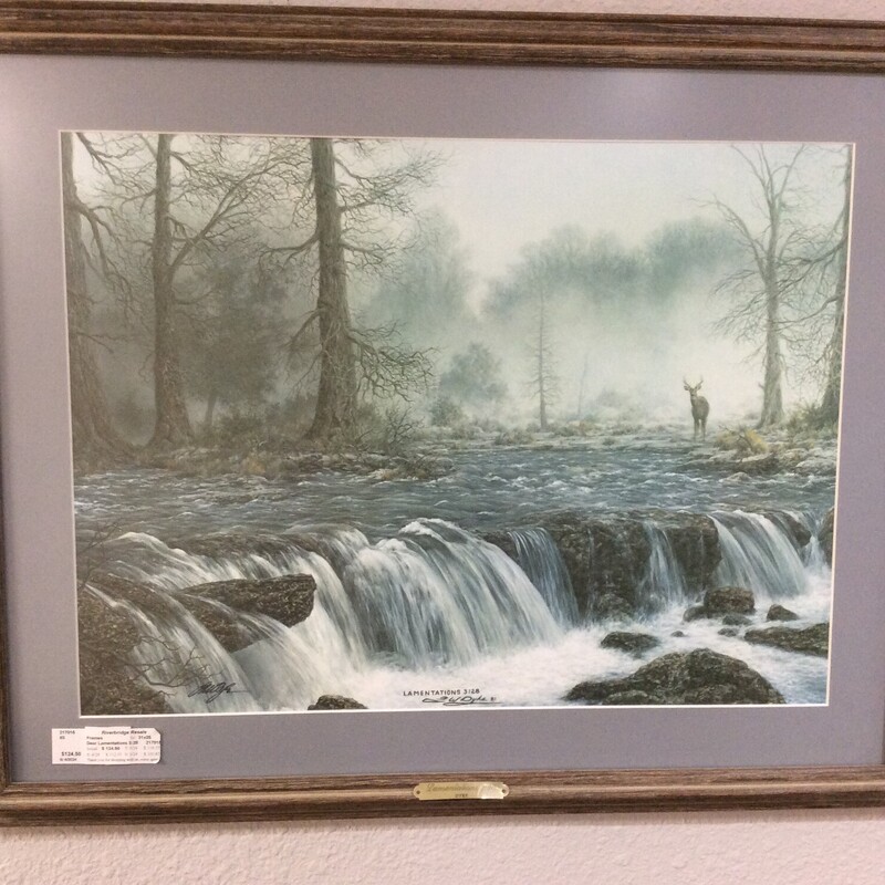 Deer LAMENTATIONS 3:28 is a signed and numbered print by Artist Larry Dyke, Size: 31x25