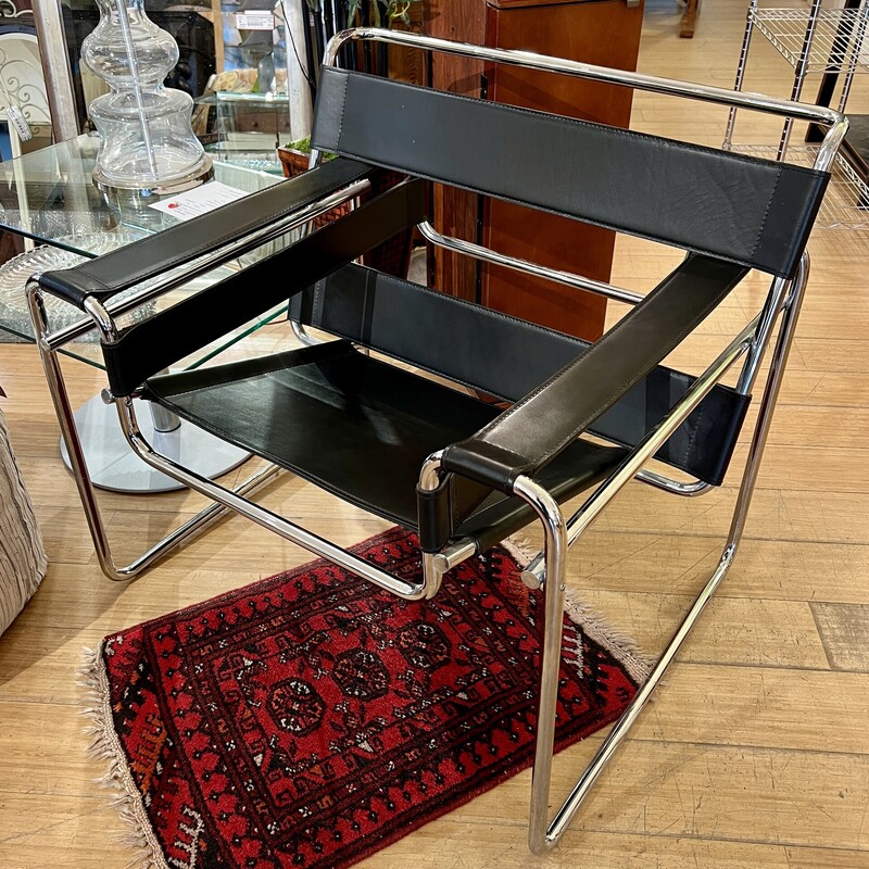 Chair, Breuer Replica, Black & Chrome, Size: 31x27x29