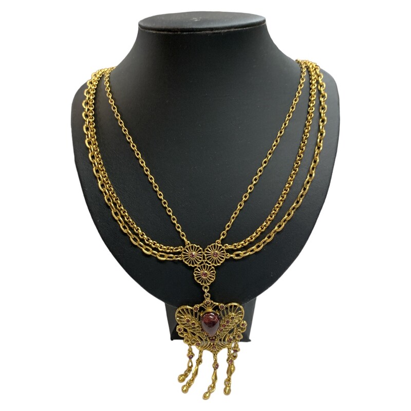 Necklace, Gold/prp, Size: None