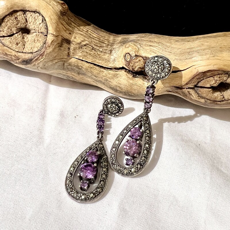 Purple stone & marcasite earrings