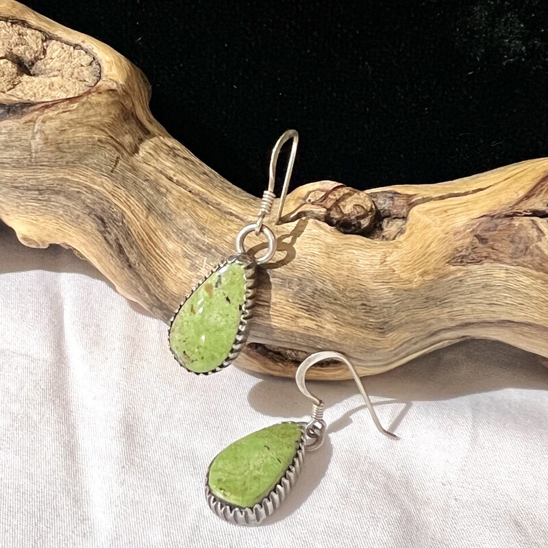 Sterling green turquoise tear drop earrings