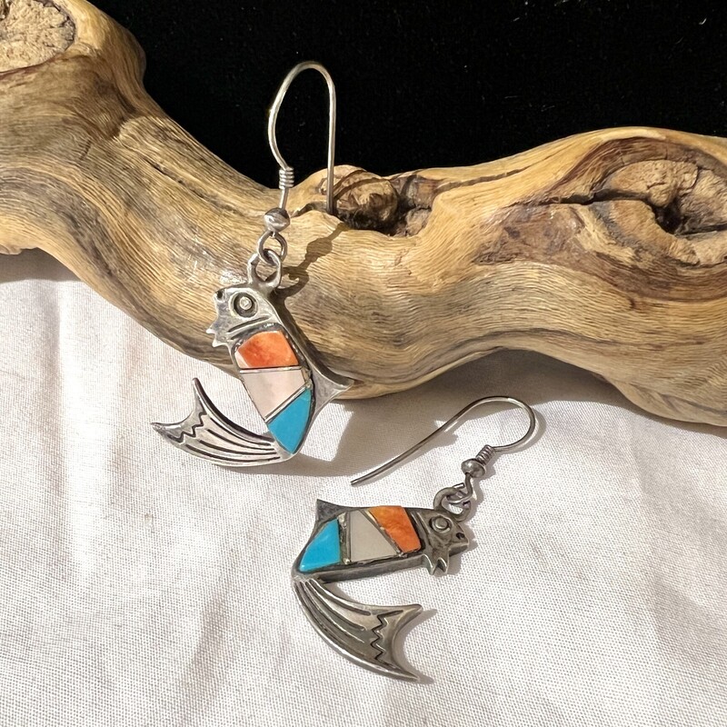 Sterling fish inlaly earrings