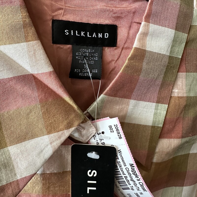New With Original Tags:  Silkland Button Top, P/Gr/Tn/W, Size: 16<br />
All sales are final.<br />
Pick up from store within 7 days of purchase or have it shipped.