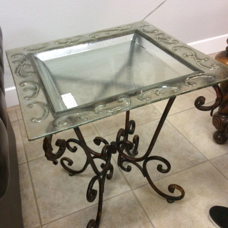 Table Glass/Tray Stand, ClrBrn, Size: 23x27