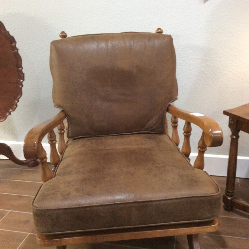 This Early American style Antique maple Rocker has removable cushions.