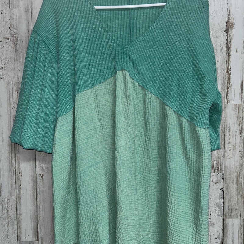 S Green Ribbed Muslin Top, Green, Size: Ladies S