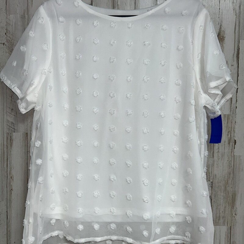 M White Dotted Sheer Top, White, Size: Ladies M