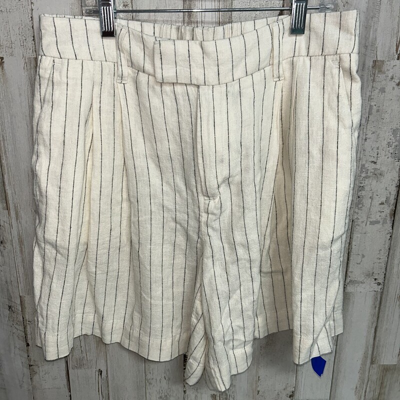 Sz6 Linen Stripe Shorts, Beige, Size: Ladies M