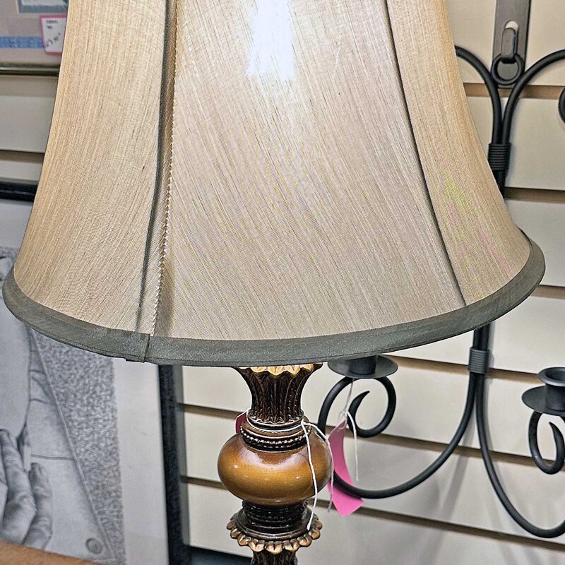 Copper Look Table Lamp with Silk Shade
22 In Tall.