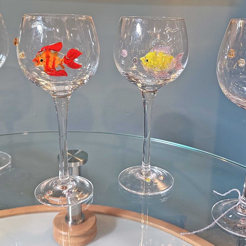 Four Fish Wine Glasses